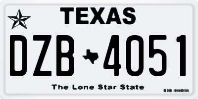 TX license plate DZB4051