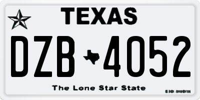 TX license plate DZB4052