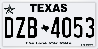 TX license plate DZB4053