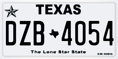 TX license plate DZB4054