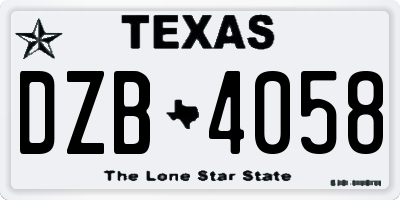 TX license plate DZB4058