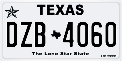 TX license plate DZB4060
