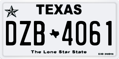 TX license plate DZB4061