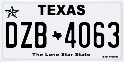 TX license plate DZB4063