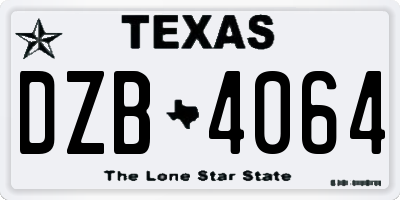 TX license plate DZB4064