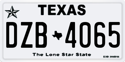 TX license plate DZB4065
