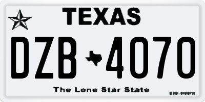 TX license plate DZB4070