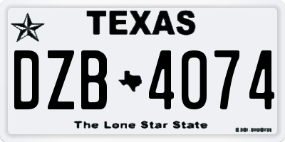 TX license plate DZB4074