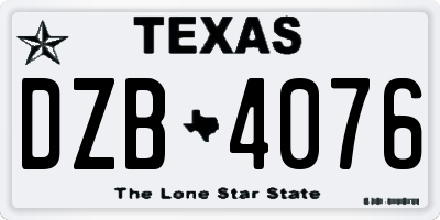 TX license plate DZB4076