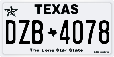 TX license plate DZB4078
