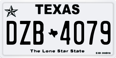 TX license plate DZB4079