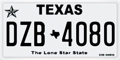 TX license plate DZB4080