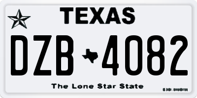 TX license plate DZB4082