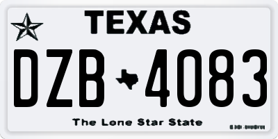TX license plate DZB4083