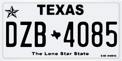 TX license plate DZB4085