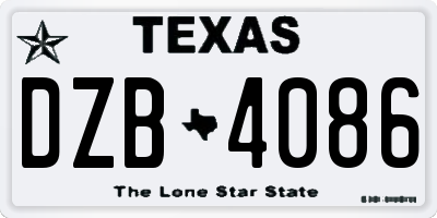 TX license plate DZB4086