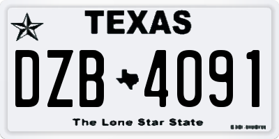 TX license plate DZB4091
