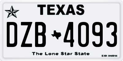 TX license plate DZB4093