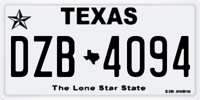 TX license plate DZB4094