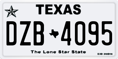 TX license plate DZB4095
