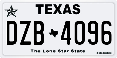 TX license plate DZB4096