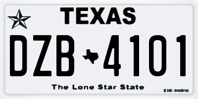 TX license plate DZB4101