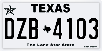 TX license plate DZB4103