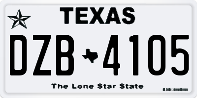 TX license plate DZB4105