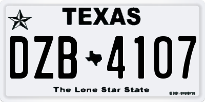 TX license plate DZB4107