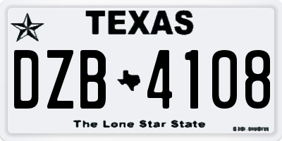 TX license plate DZB4108