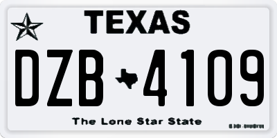TX license plate DZB4109