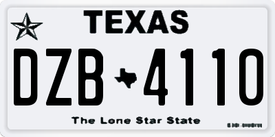 TX license plate DZB4110
