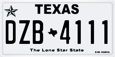 TX license plate DZB4111