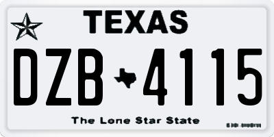 TX license plate DZB4115