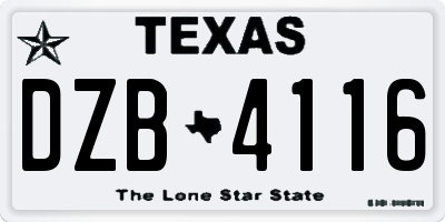 TX license plate DZB4116