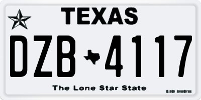 TX license plate DZB4117