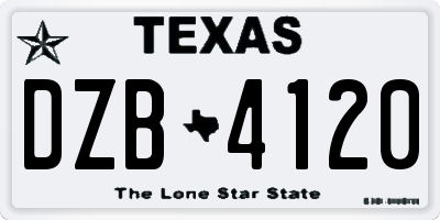 TX license plate DZB4120