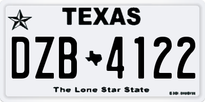 TX license plate DZB4122