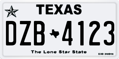TX license plate DZB4123