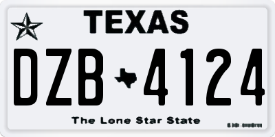 TX license plate DZB4124