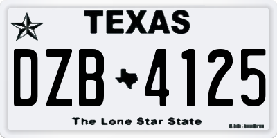 TX license plate DZB4125