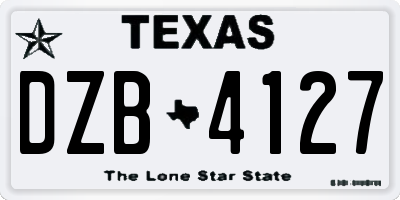 TX license plate DZB4127
