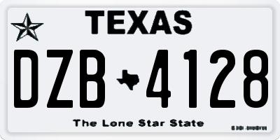 TX license plate DZB4128