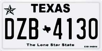 TX license plate DZB4130