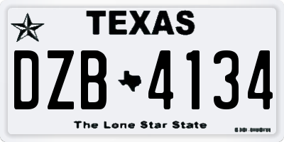 TX license plate DZB4134