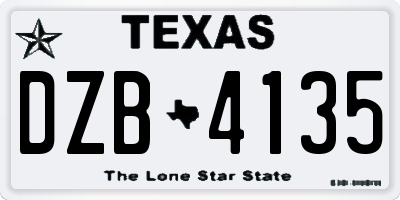TX license plate DZB4135