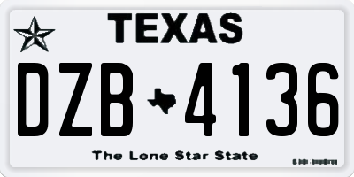 TX license plate DZB4136
