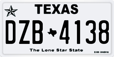 TX license plate DZB4138