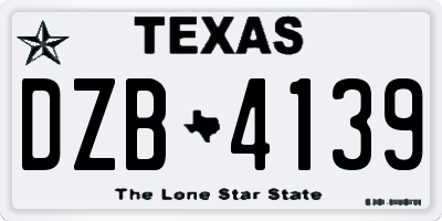 TX license plate DZB4139