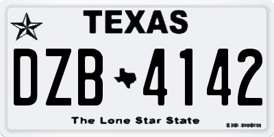 TX license plate DZB4142